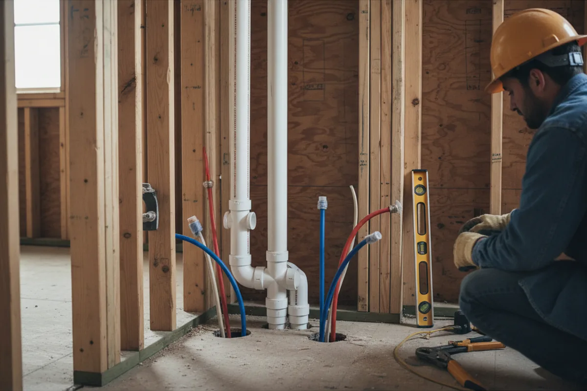 Drain and supply rough-in during Drain Cleaning in Orient